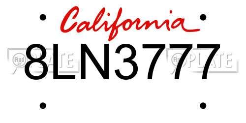 8LN3777 California License Plate
