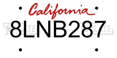 8LNB287 California License Plate