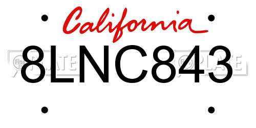 8LNC843 California License Plate