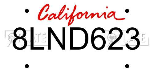 8LND623 California License Plate