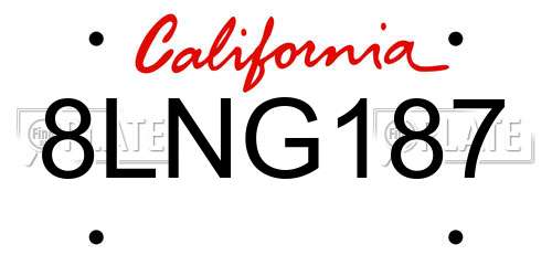 8LNG187 California License Plate
