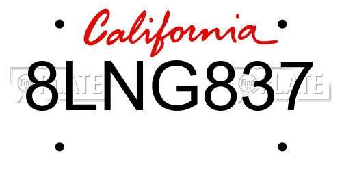 8LNG837 California License Plate