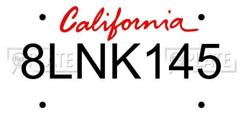8LNK145 California License Plate