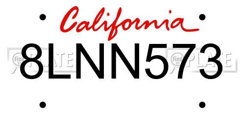 8LNN573 California License Plate