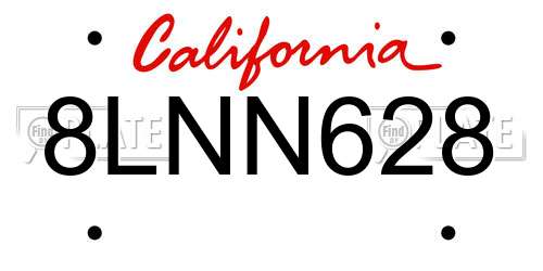 8LNN628 California License Plate