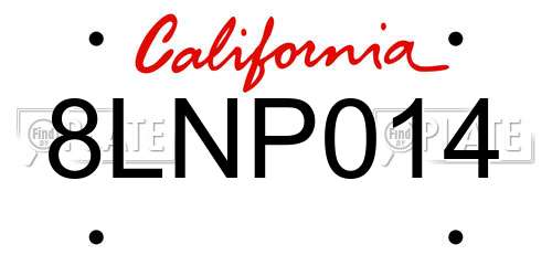 8LNP014 California License Plate
