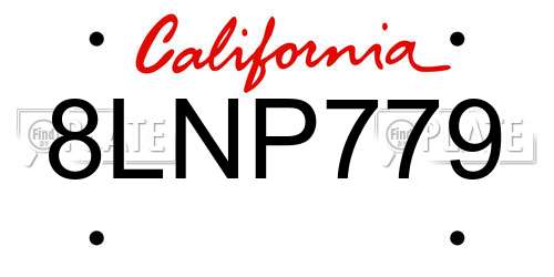 8LNP779 California License Plate