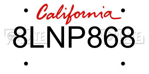 8LNP868 California License Plate