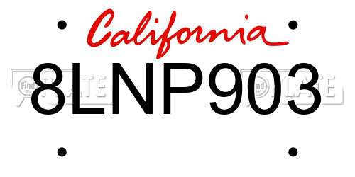 8LNP903 California License Plate