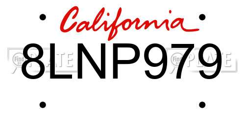 8LNP979 California License Plate