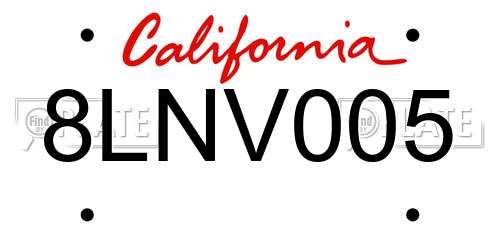 8LNV005 California License Plate