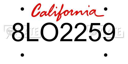 8LO2259 California License Plate
