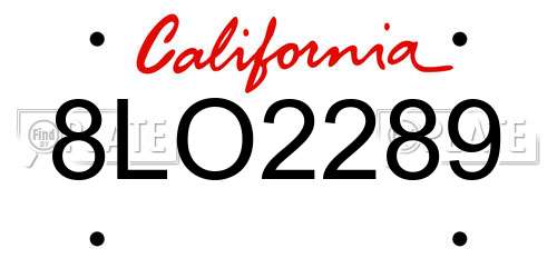 8LO2289 California License Plate