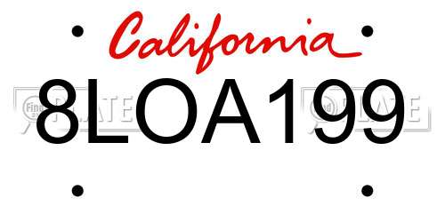 8LOA199 California License Plate