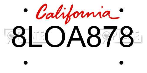 8LOA878 California License Plate