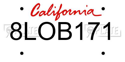 8LOB171 California License Plate