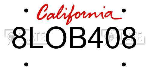 8LOB408 California License Plate