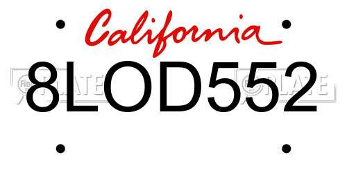 8LOD552 California License Plate