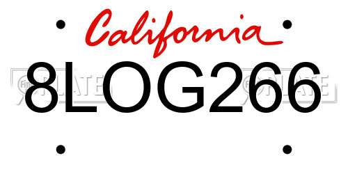 8LOG266 California License Plate