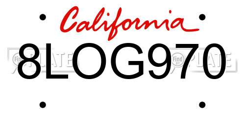 8LOG970 California License Plate