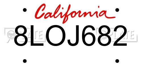 8LOJ682 California License Plate