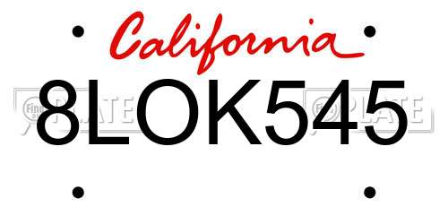 8LOK545 California License Plate