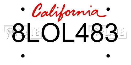 8LOL483 California License Plate