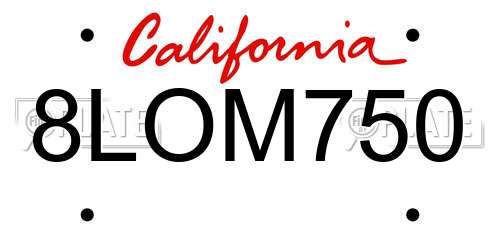 8LOM750 California License Plate