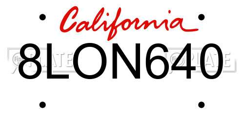 8LON640 California License Plate
