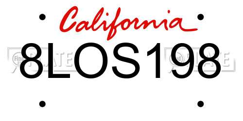 8LOS198 California License Plate