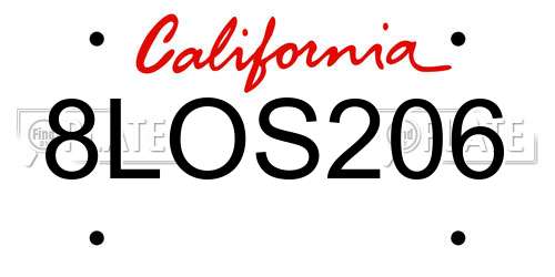 8LOS206 California License Plate