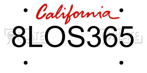 8LOS365 California License Plate