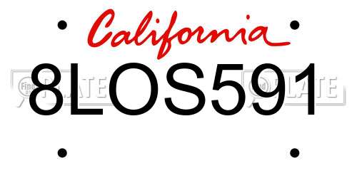 8LOS591 California License Plate