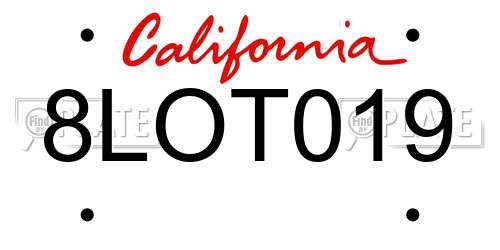 8LOT019 California License Plate