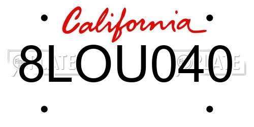 8LOU040 California License Plate
