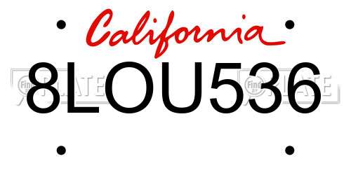 8LOU536 California License Plate