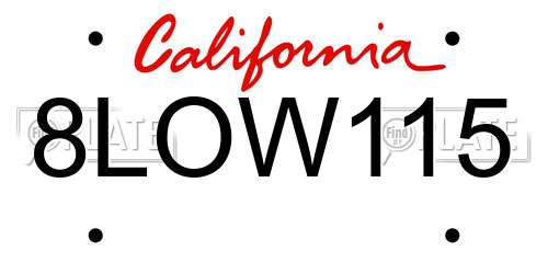 8LOW115 California License Plate