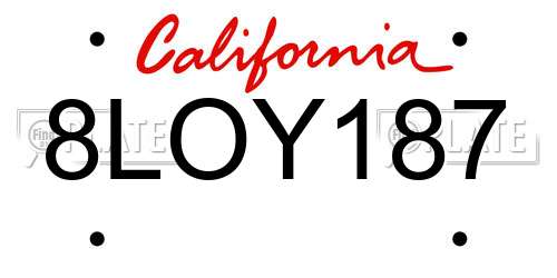 8LOY187 California License Plate