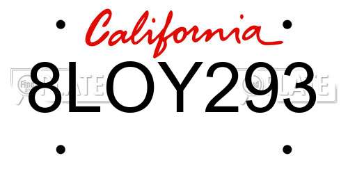 8LOY293 California License Plate