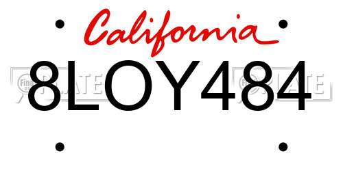 8LOY484 California License Plate