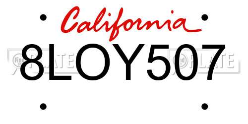 8LOY507 California License Plate