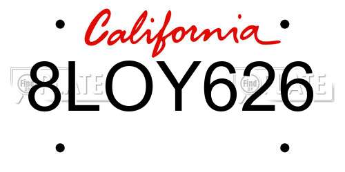 8LOY626 California License Plate