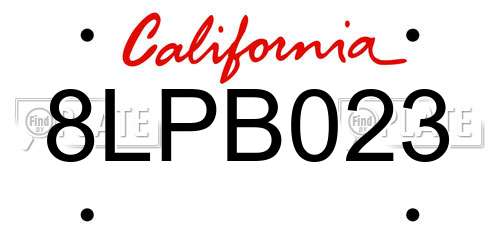 8LPB023 California License Plate