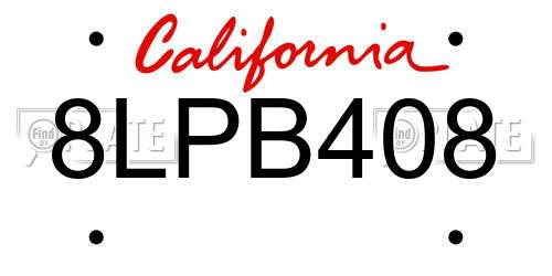 8LPB408 California License Plate