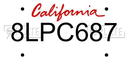 8LPC687 California License Plate