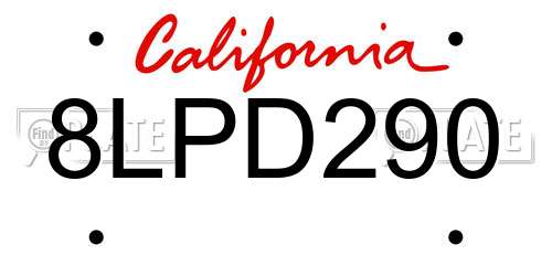 8LPD290 California License Plate