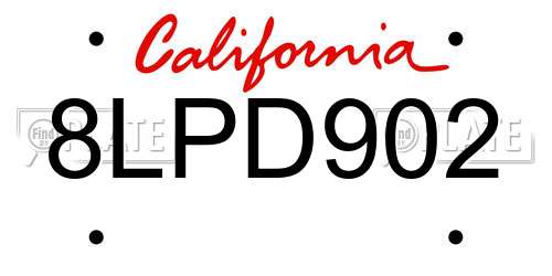8LPD902 California License Plate