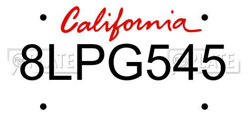 8LPG545 California License Plate