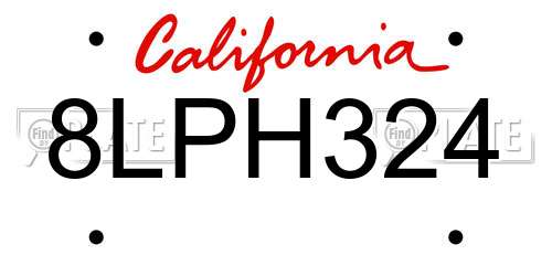 8LPH324 California License Plate