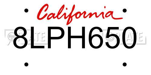 8LPH650 California License Plate